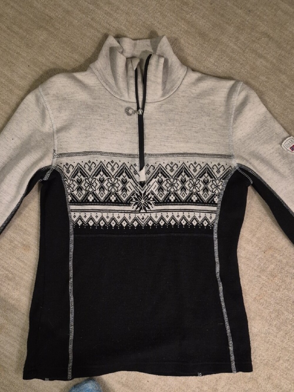 Dale Of Norway Moritz Half-Zip Nordic Panel Sweater in Black and Light Gray